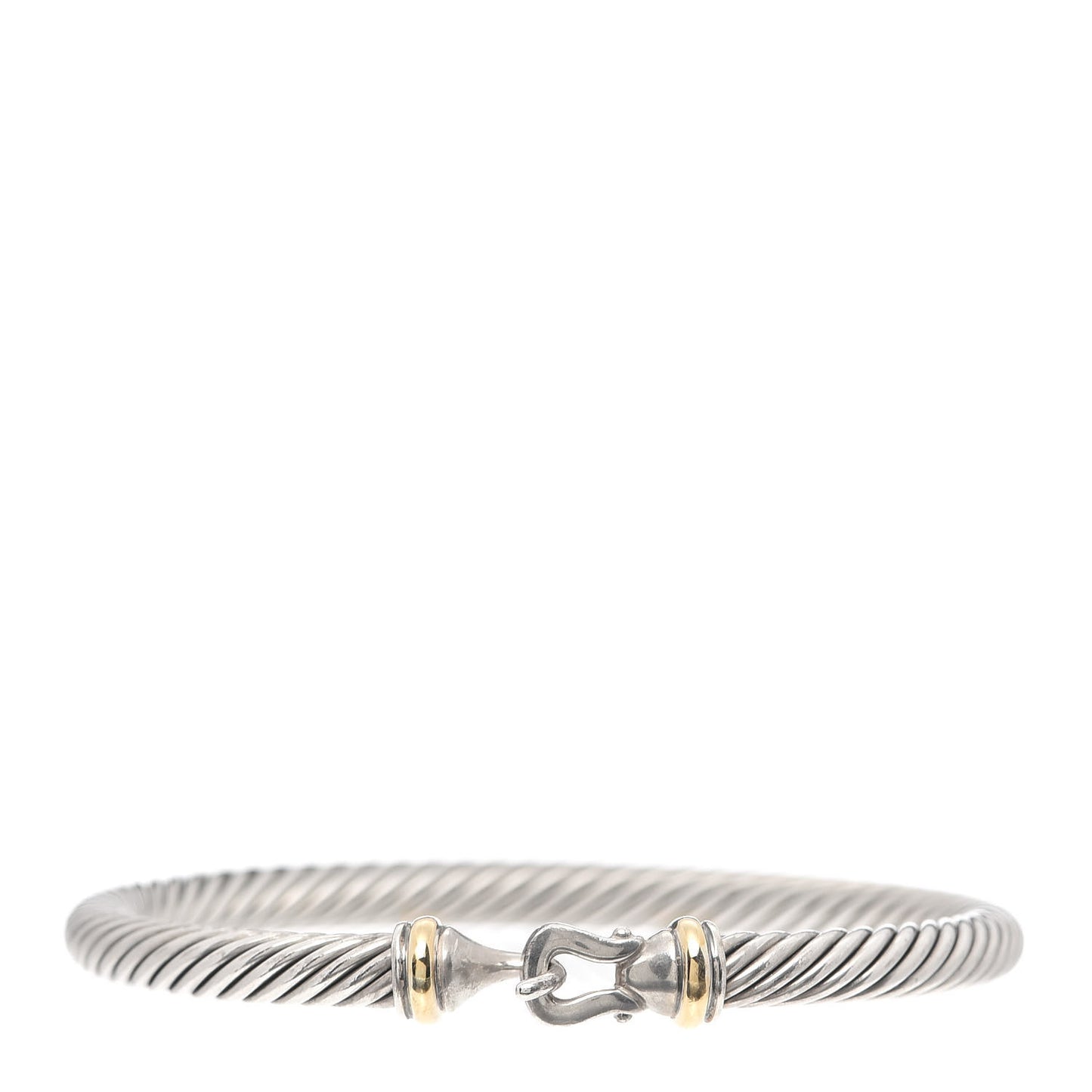 Sterling Silver 18K Yellow Gold 5mm Cable Classic Buckle Bracelet