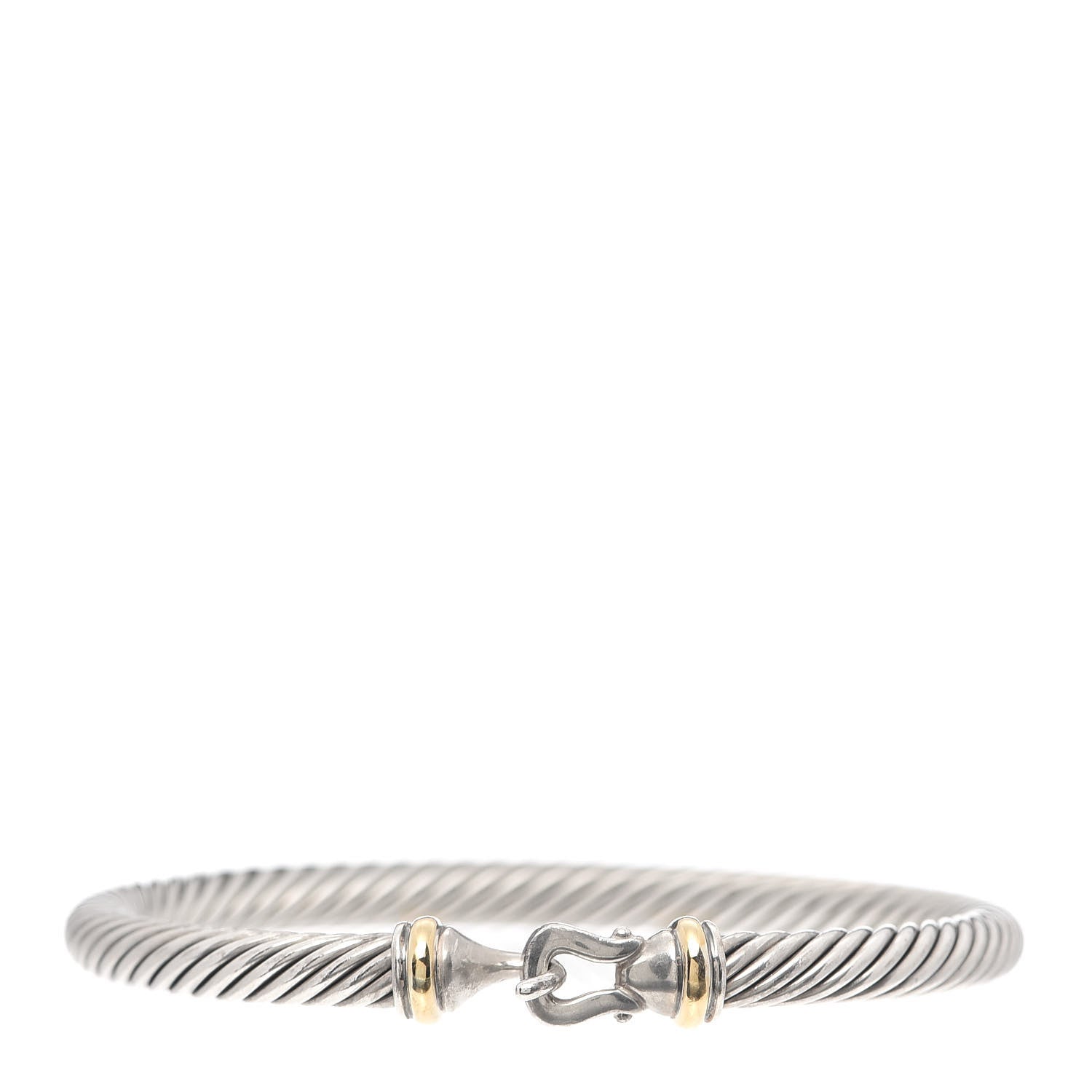 David Yurman Sterling Silver 18K Yellow Gold 5mm Cable Classic Buckle Bracelet 1 of 4