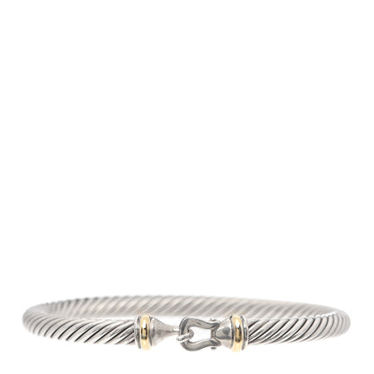 David Yurman Sterling Silver 18K Yellow Gold 5mm Cable Classic Buckle Bracelet 1 of 4