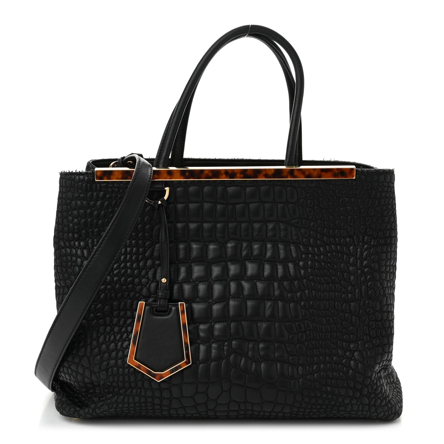 Fendi Nappa Crocodile Trapuntata Large 3Jours Tote Black 1 of 12