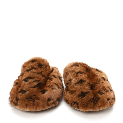 Louis Vuitton Mink Fur LV Suite Slippers Cognac 40-41 3 of 7