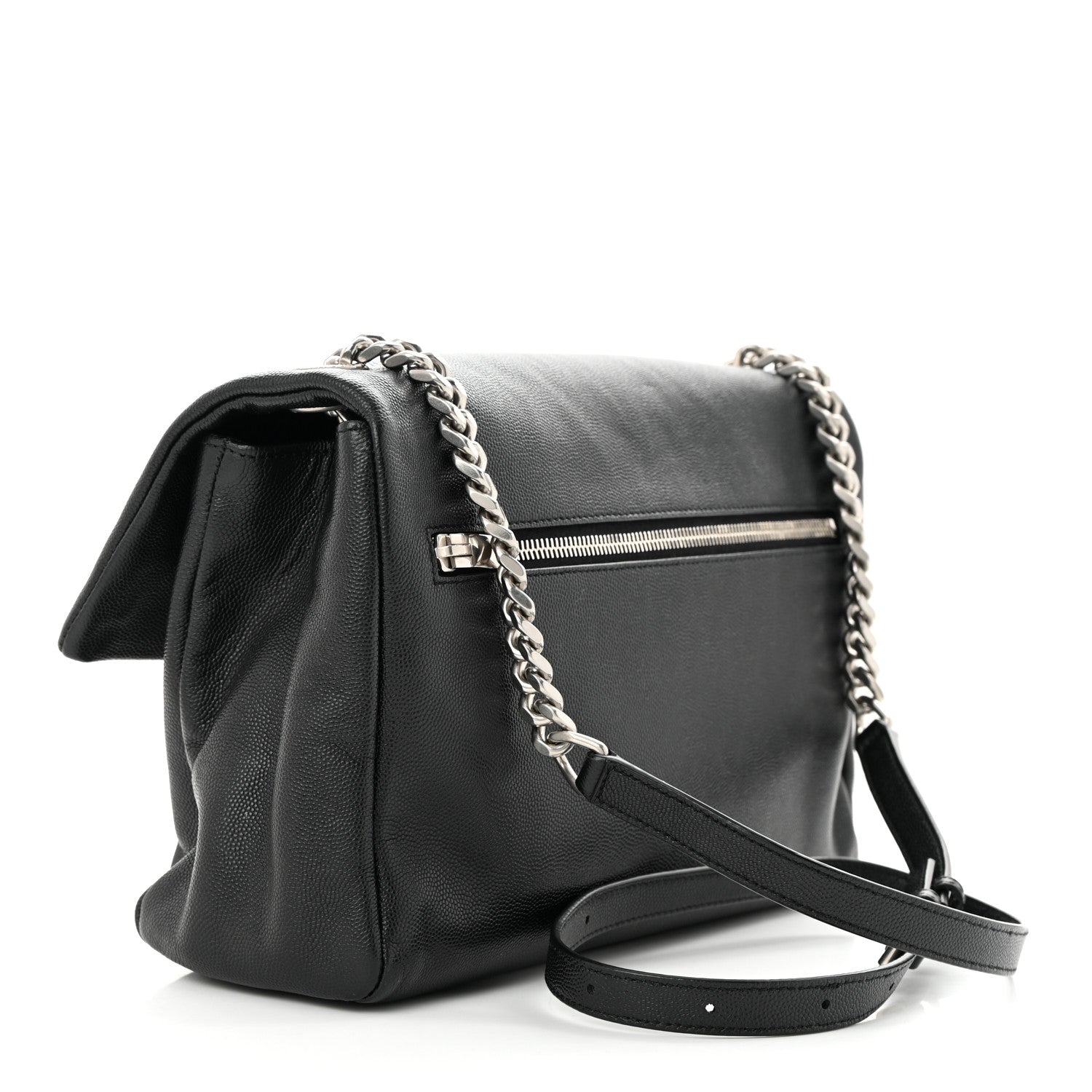 Saint Laurent Grain De Poudre Small West Hollywood Monogram Fold-Over Bag Black 3 of 12