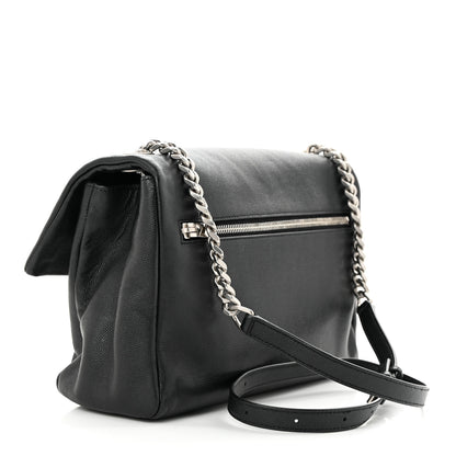 Saint Laurent Grain De Poudre Small West Hollywood Monogram Fold-Over Bag Black 3 of 12