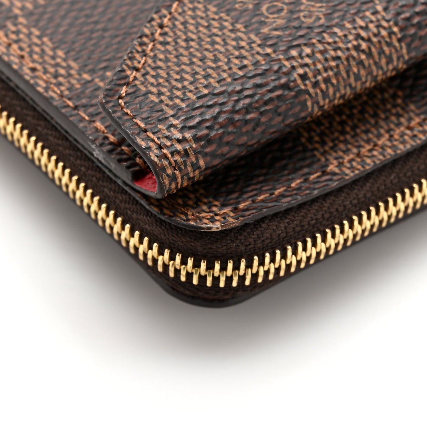 Damier Ebene Recto Verso Card Holder Red