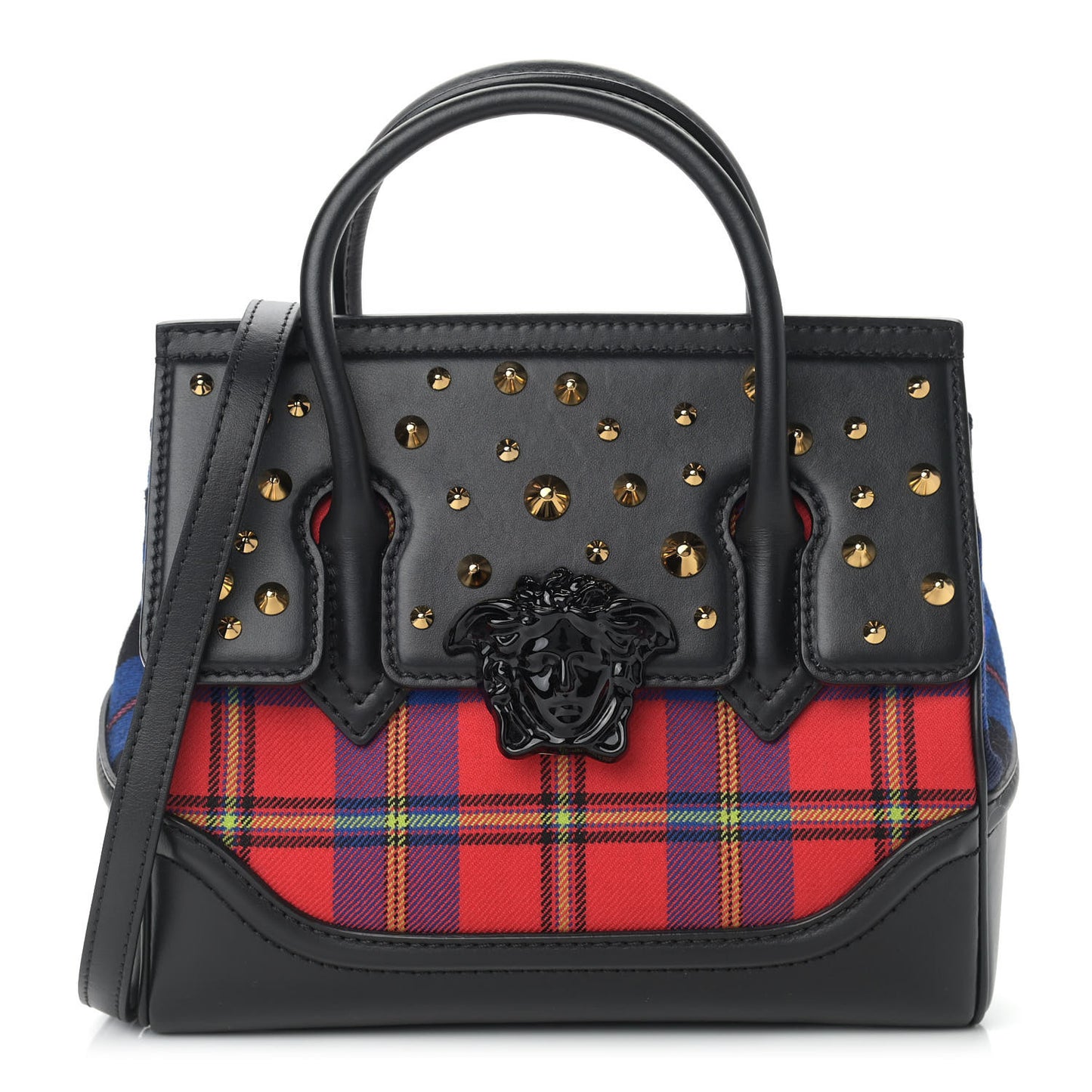 Vitello Tartan Medium Baroque Palazzo Empire Bag Black Rosso