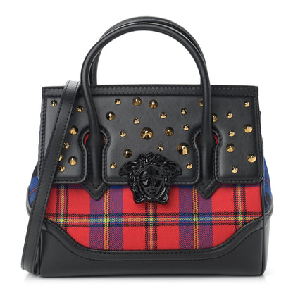 Versace Vitello Tartan Medium Baroque Palazzo Empire Bag Black Rosso 1 of 9