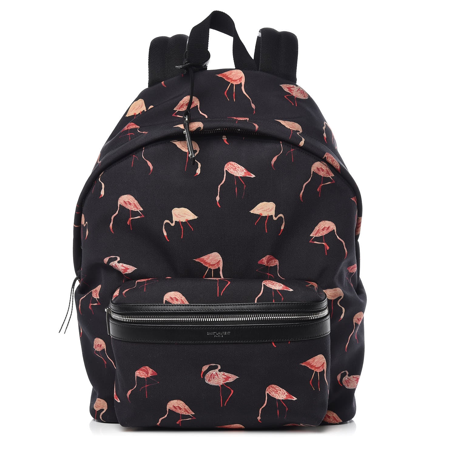 Saint Laurent Nylon Canvas Flamingo Print City Backpack Pink Black 1 of 10