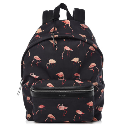 Saint Laurent Nylon Canvas Flamingo Print City Backpack Pink Black 1 of 10