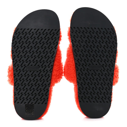 Hermes Woolskin Womens Chypre Sandals 35.5 Orange 5 of 8