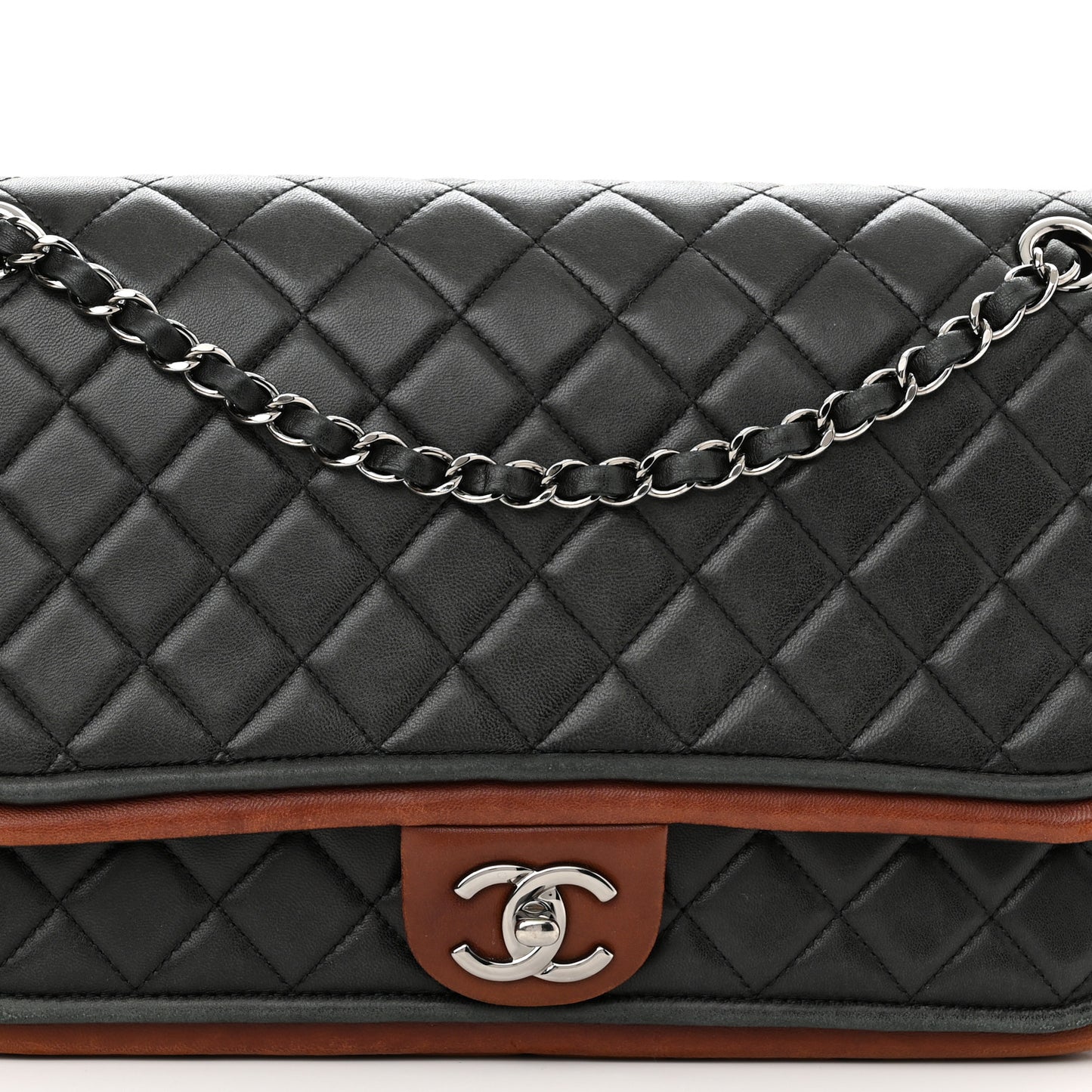Lambskin Quilted Jumbo Classic Twist Flap Bag Black Bordeaux