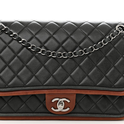 Chanel Lambskin Quilted Jumbo Classic Twist Flap Bag Black Bordeaux 7 of 12