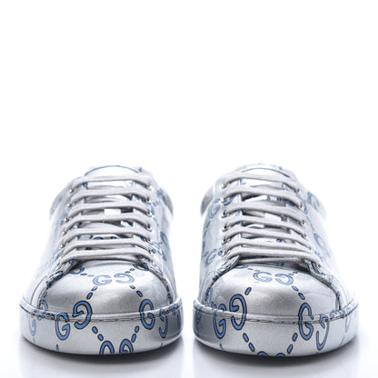 Gucci Miro Rubber Wax GucciGhost Print Mens New Ace Sneakers 8.5 Silver 2 of 8