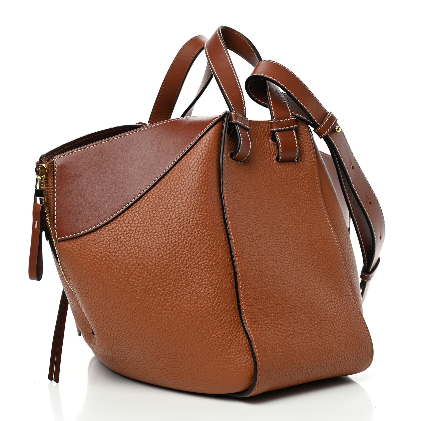 Grained Calfskin Small Hammock Shoulder Bag Tan