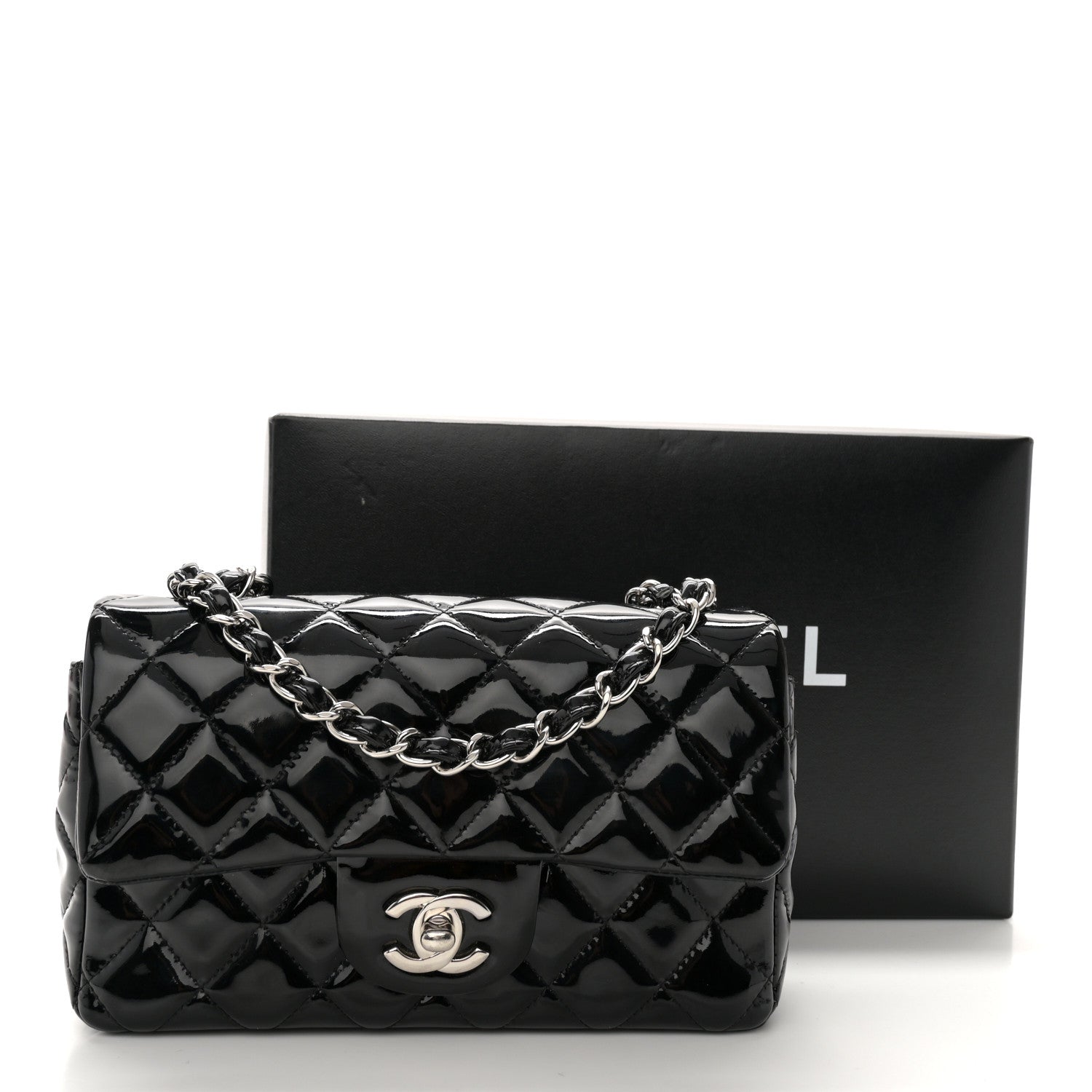 Chanel Patent Calfskin Quilted Mini Rectangular Flap Black 11 of 11