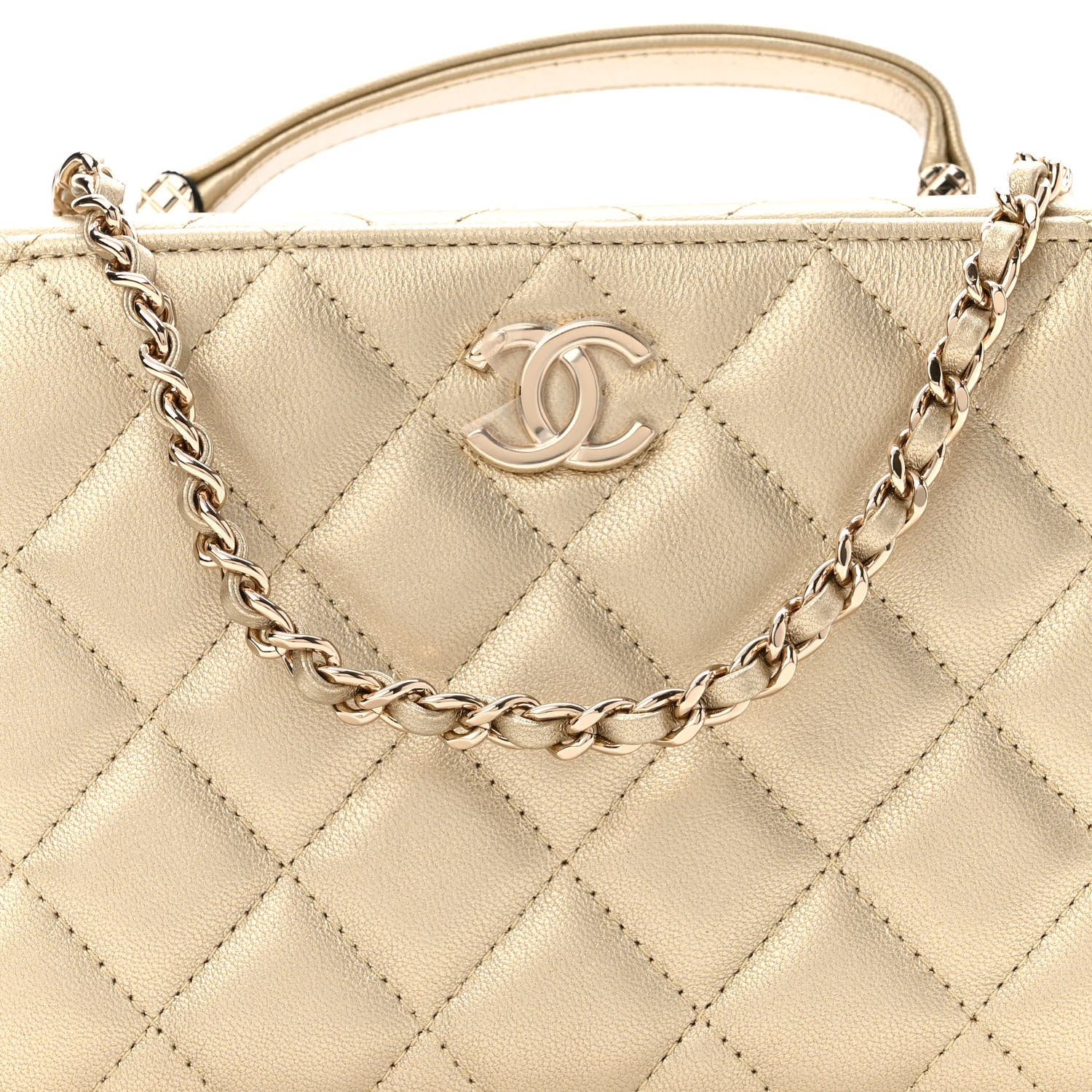 Chanel Metallic Lambskin Quilted Top Handle Vanity Case Gold 8 of 10