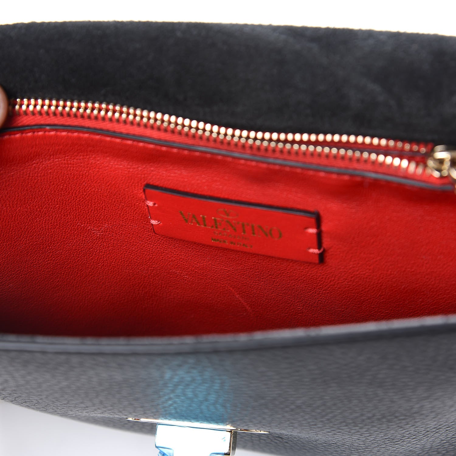 Valentino Garavani Pebbled Calfskin Rockstud Flip Lock Flap Messenger Black 6 of 9