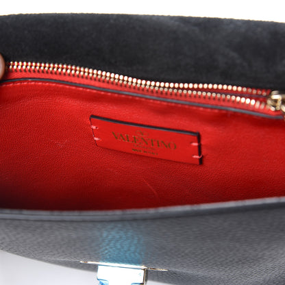 Valentino Garavani Pebbled Calfskin Rockstud Flip Lock Flap Messenger Black 6 of 9
