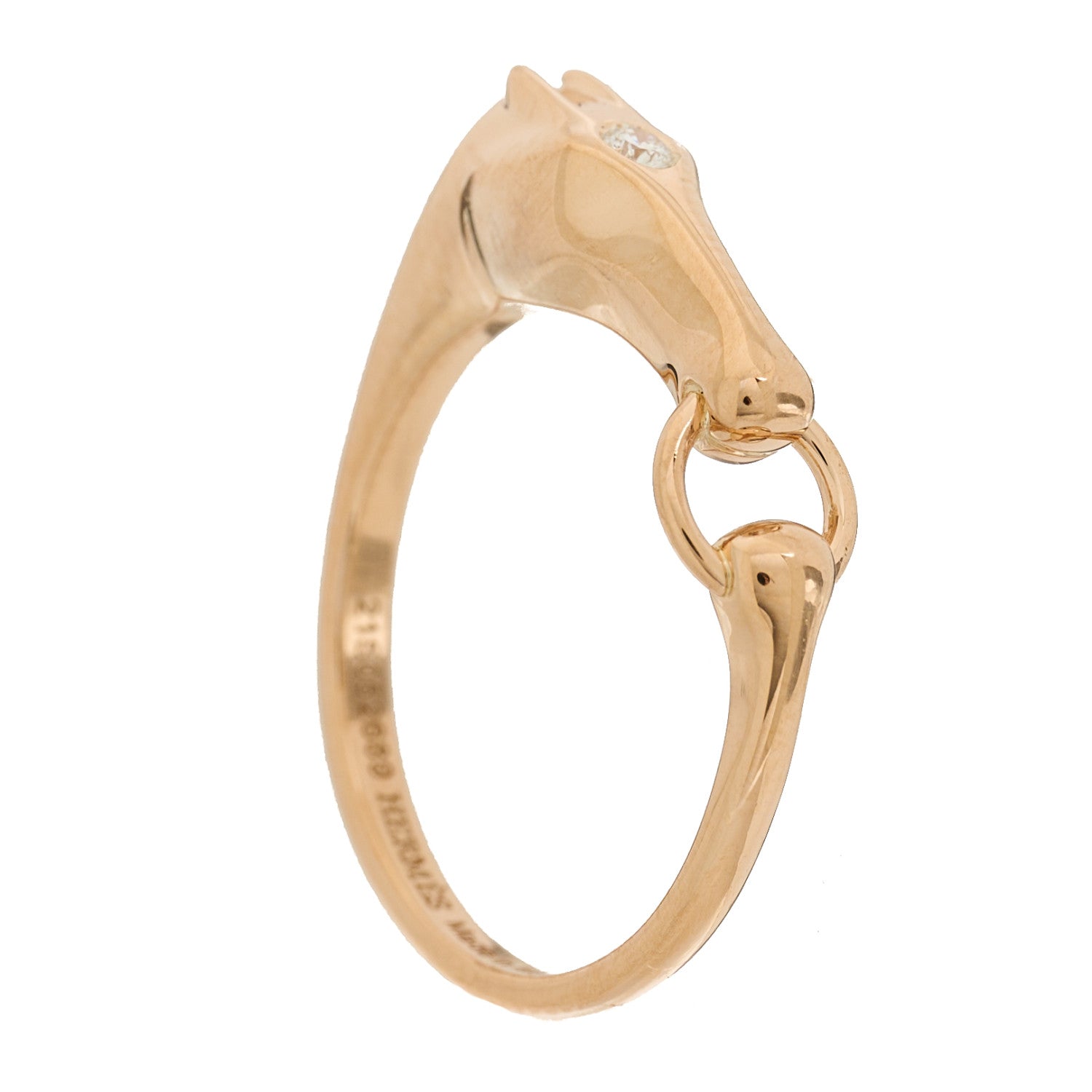 Hermes 18K Rose Gold Diamond TPM Galop Ring 52 6 1 of 7