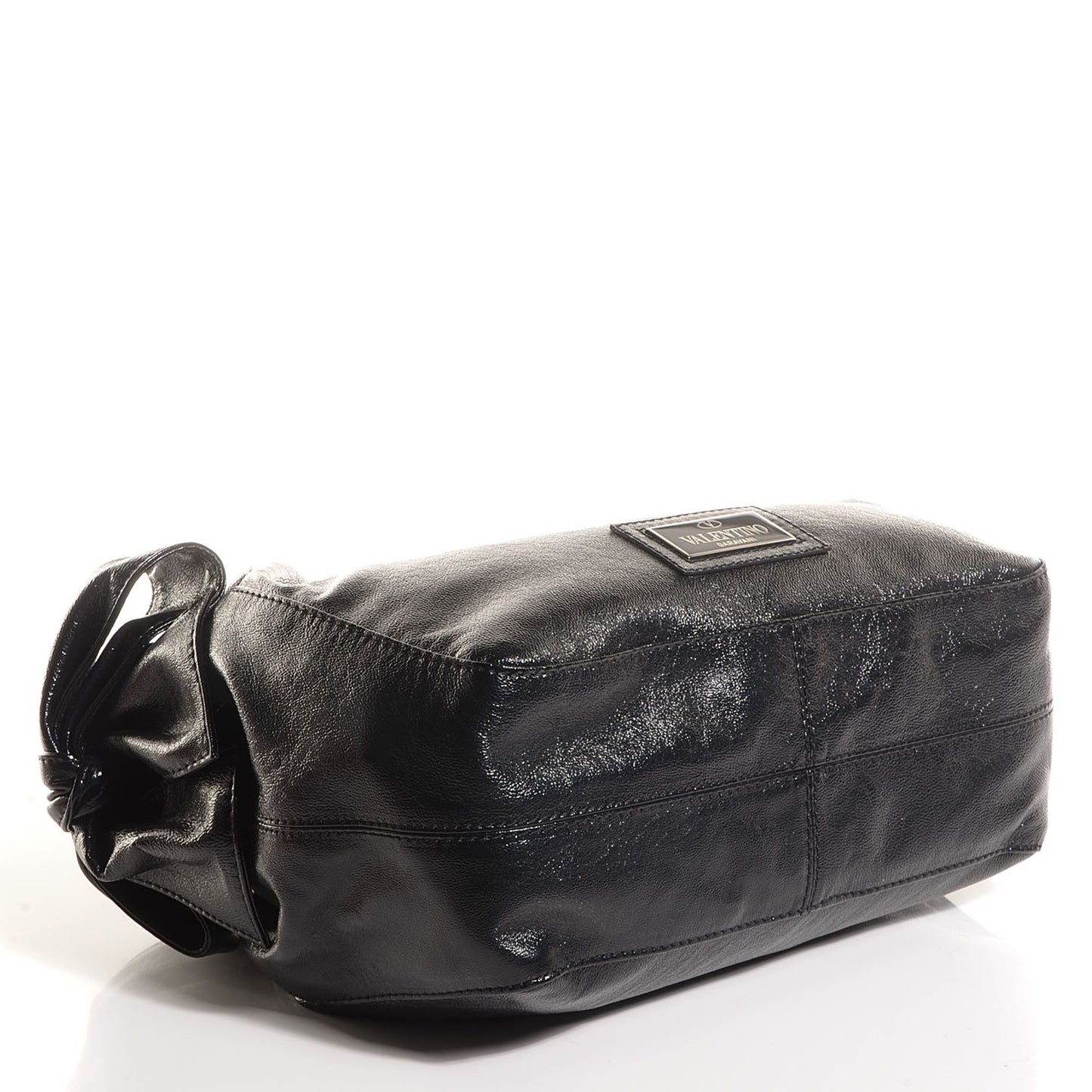 Leather Small Nuage Bow Hobo Black