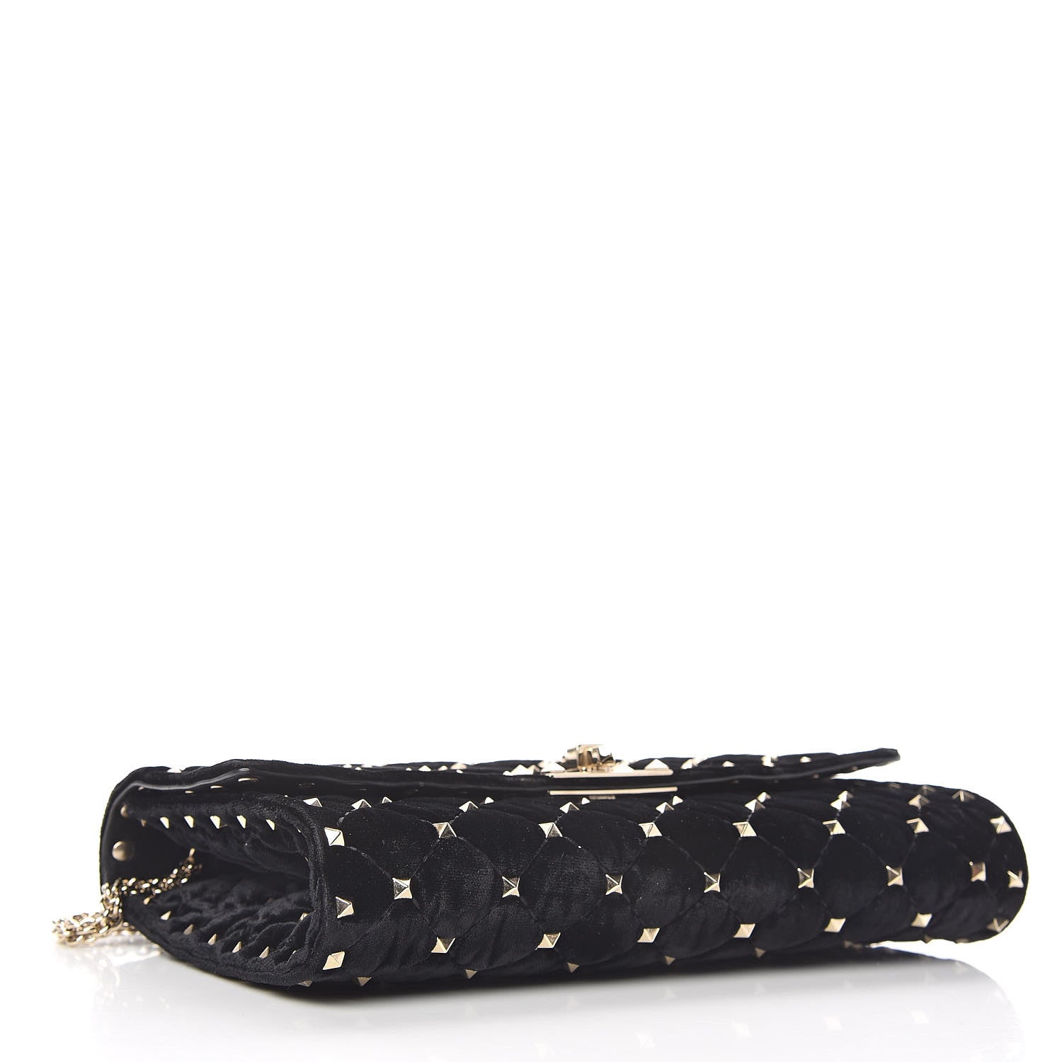 Valentino Garavani Velvet Rockstud Spike Wallet on Chain Black 4 of 9