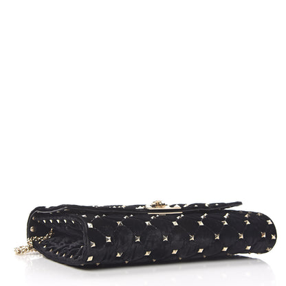 Valentino Garavani Velvet Rockstud Spike Wallet on Chain Black 4 of 9