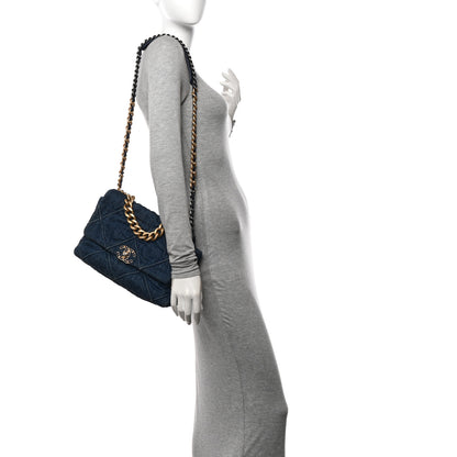 Chanel Denim Quilted Large Chanel 19 Flap Blue 2 of 10