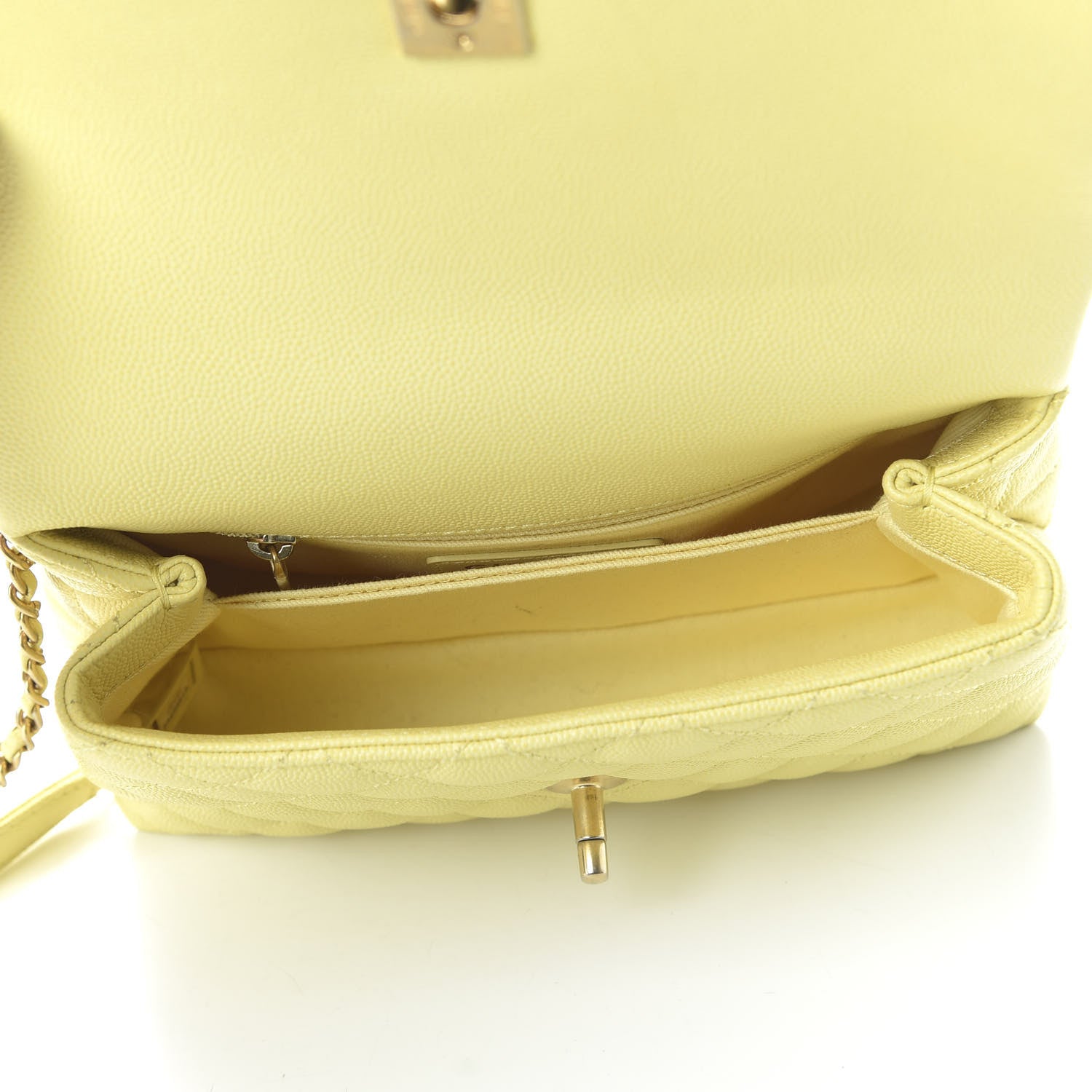 Chanel Caviar Quilted Mini Coco Handle Flap Yellow 5 of 11