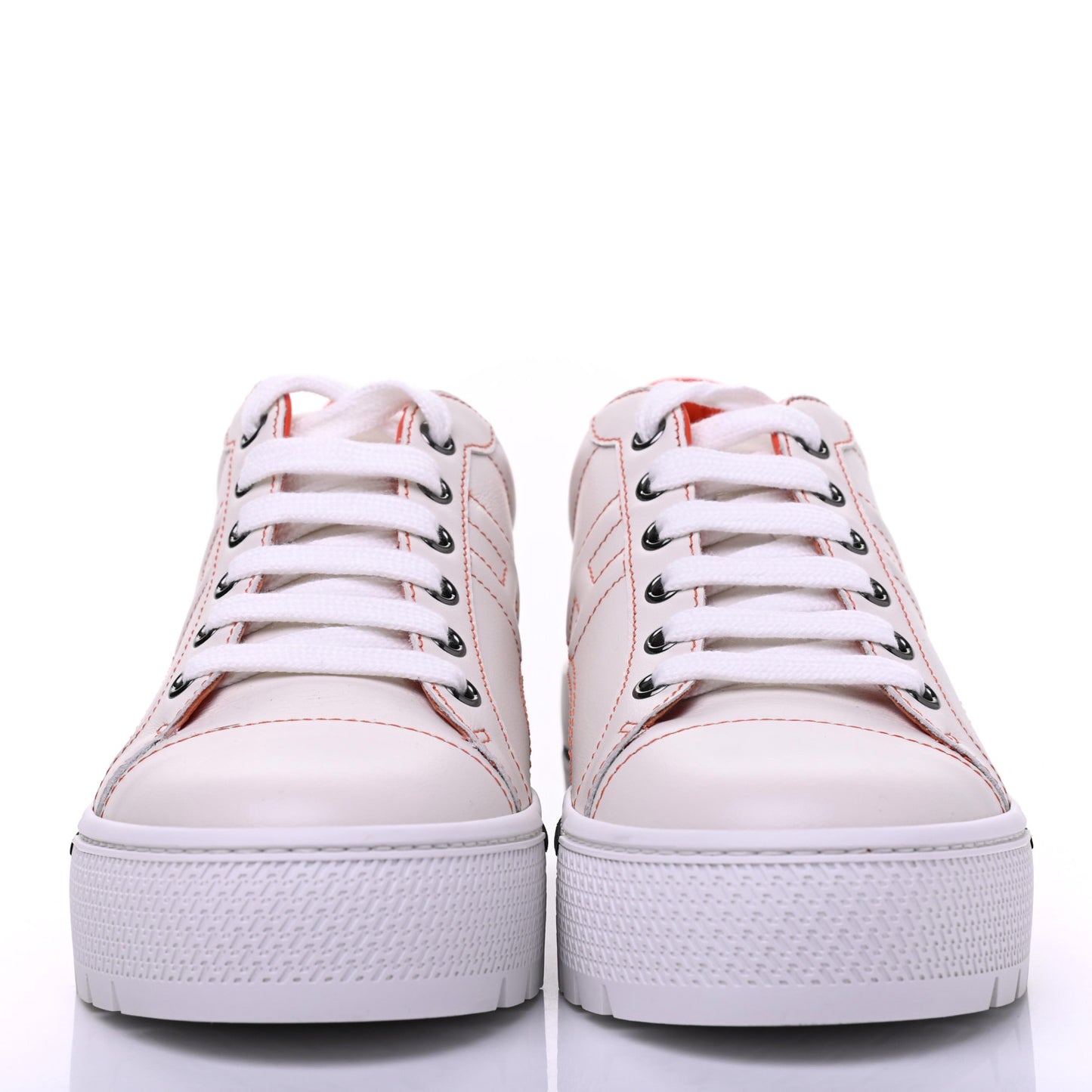 Calfskin Womens Voltage Sneakers 37.5 White Orange