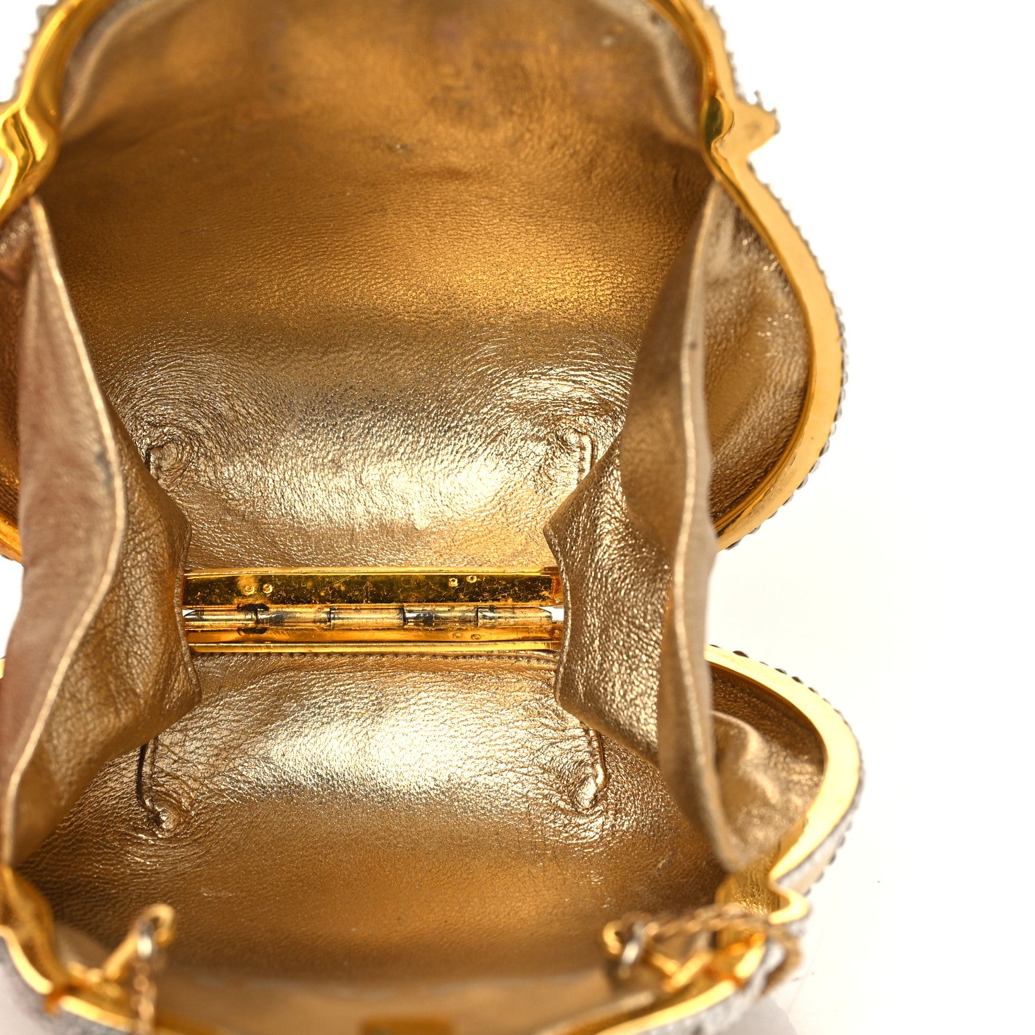 Judith Leiber Swarovski Crystal Chatelaine Minaudiere Gold 5 of 14