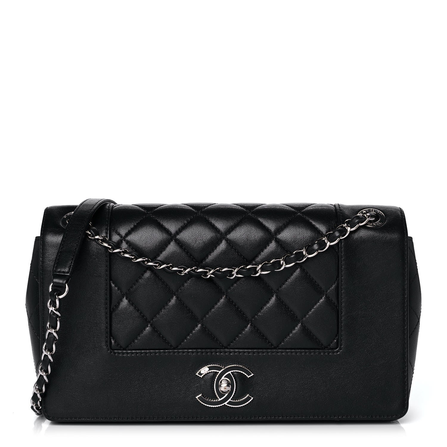 Chanel Sheepskin Quilted Vintage Mademoiselle Flap Black 1 of 14