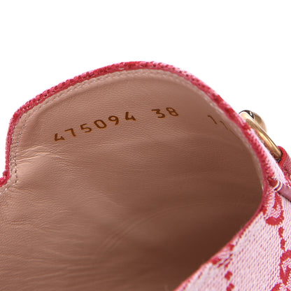 Gucci Canvas GG Monogram Horsebit Womens Princetown Slippers 38 Gardenia Hibiscus Red 8 of 9