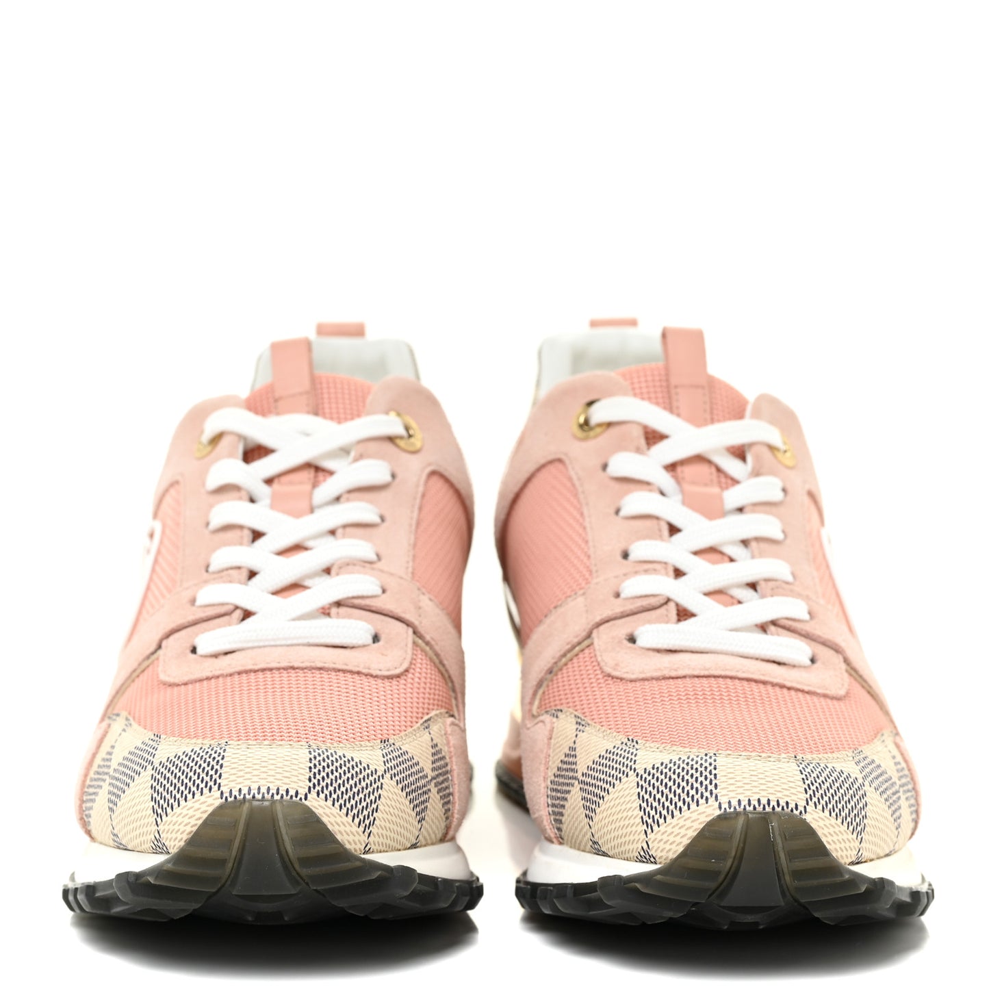 Suede Damier Azur Run Away Sneakers 40 Pink