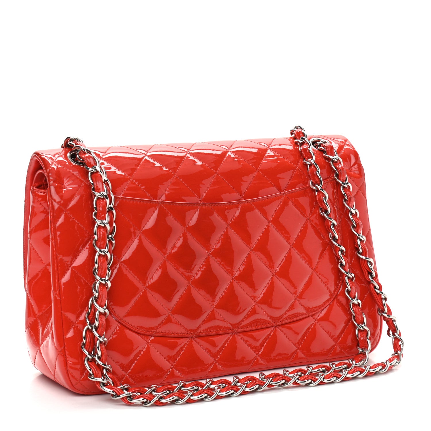 Chanel Patent Quilted Jumbo Double Flap Red 3 of 11
