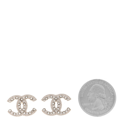 Chanel Crystal Pearl CC Earrings Silver 2 of 5