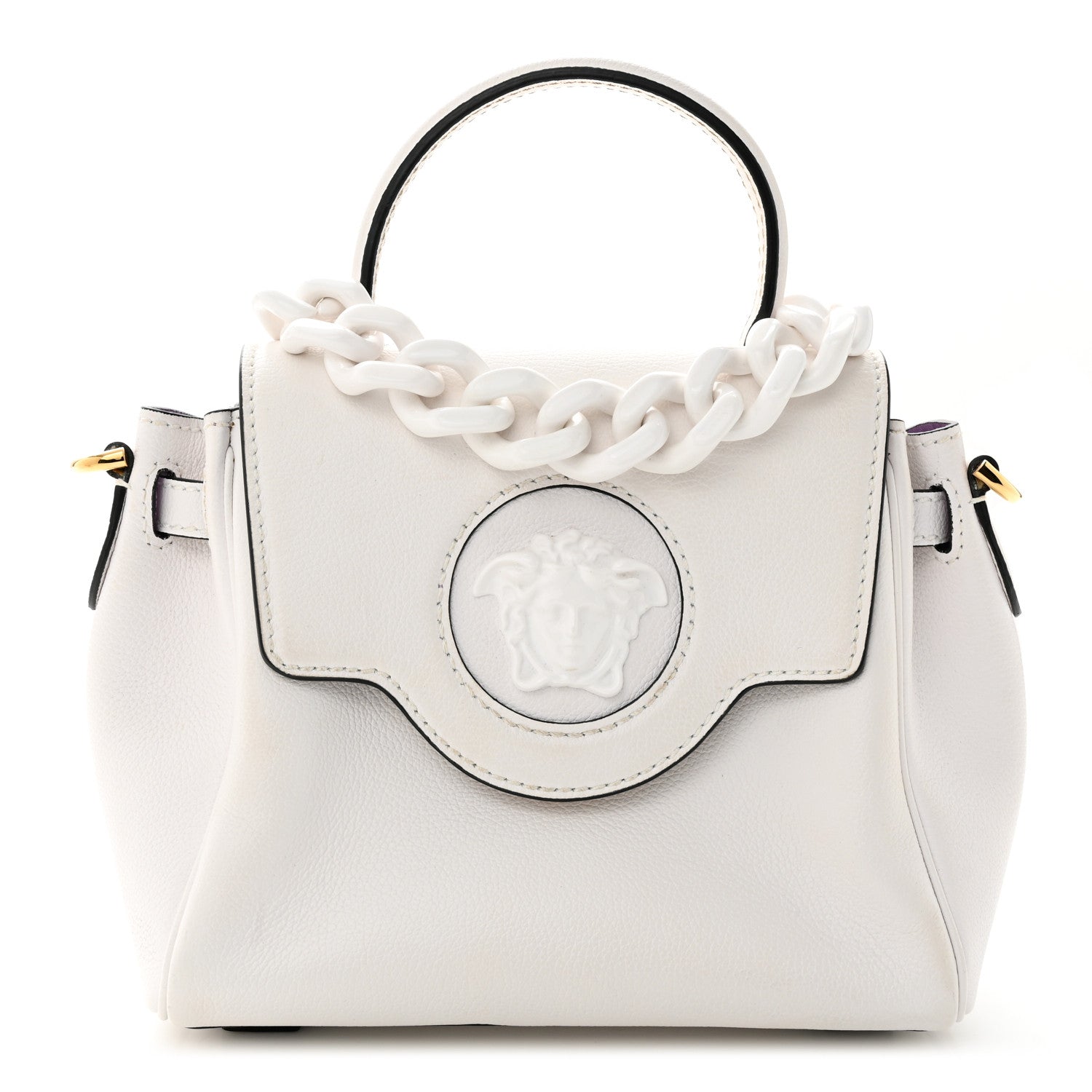 Versace Calfskin Small La Medusa Top Handle Handbag Optical White 1 of 12
