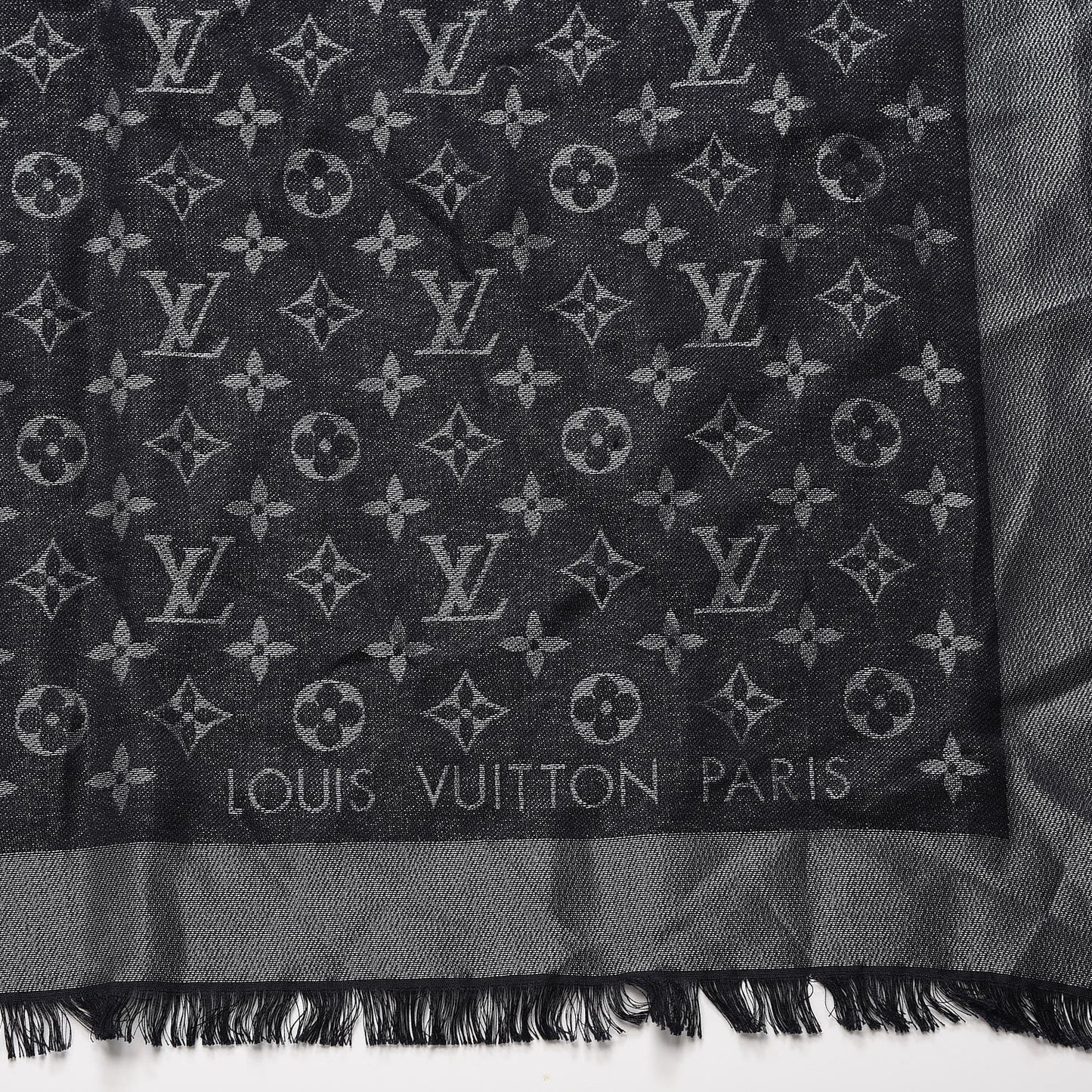 Silk Lurex Wool Monogram Shine Shawl Black