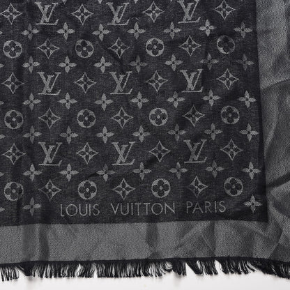 Louis Vuitton Silk Lurex Wool Monogram Shine Shawl Black 3 of 4