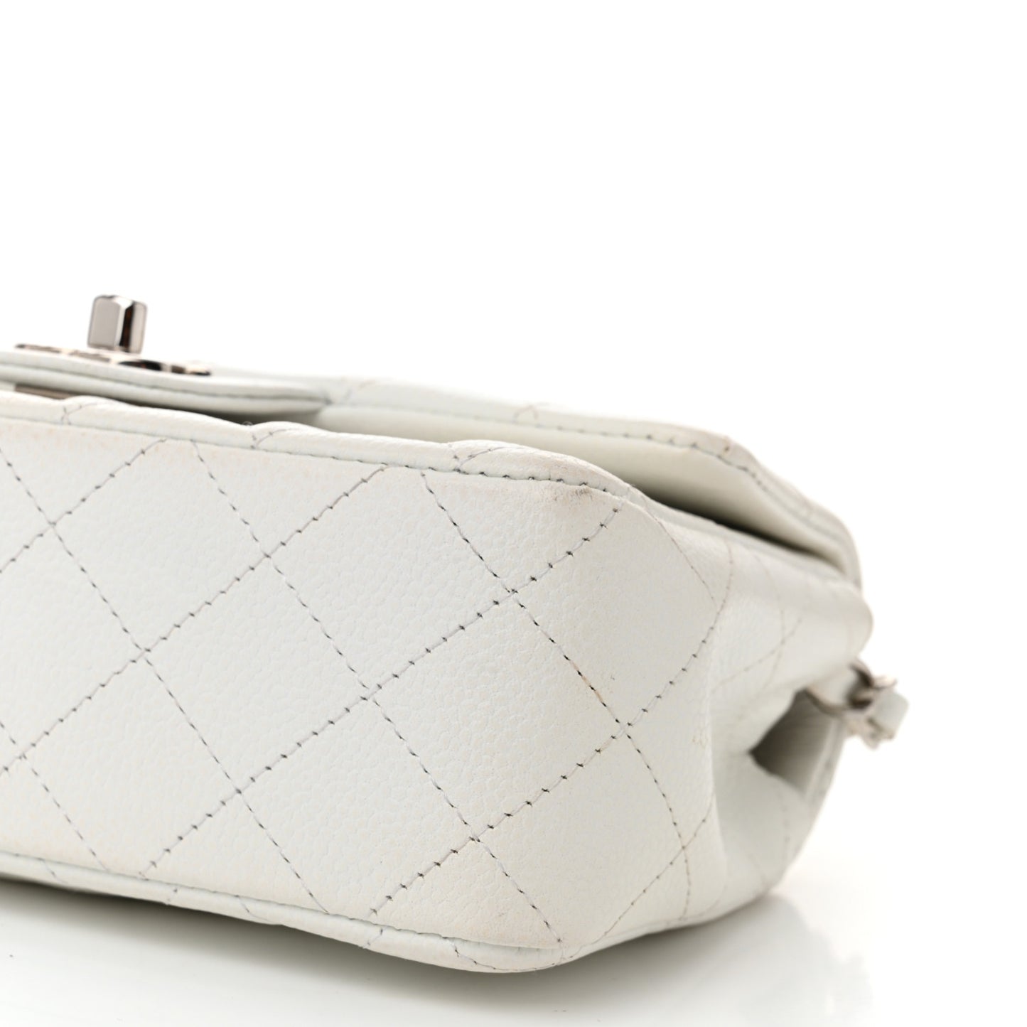 Caviar Quilted Mini Rectangular Flap White