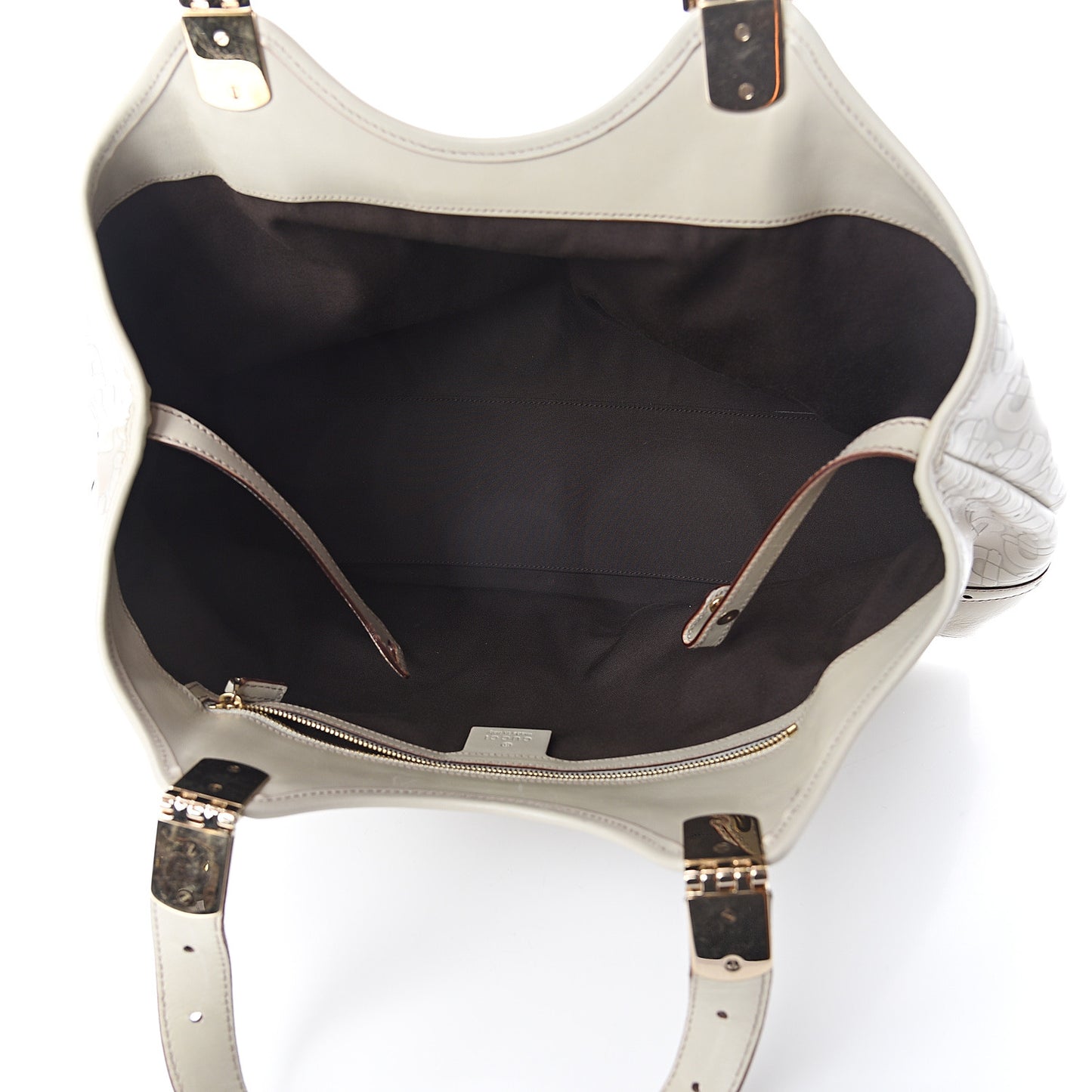 Calfskin Horsebit Embossed Large Glam Shoulder Bag White