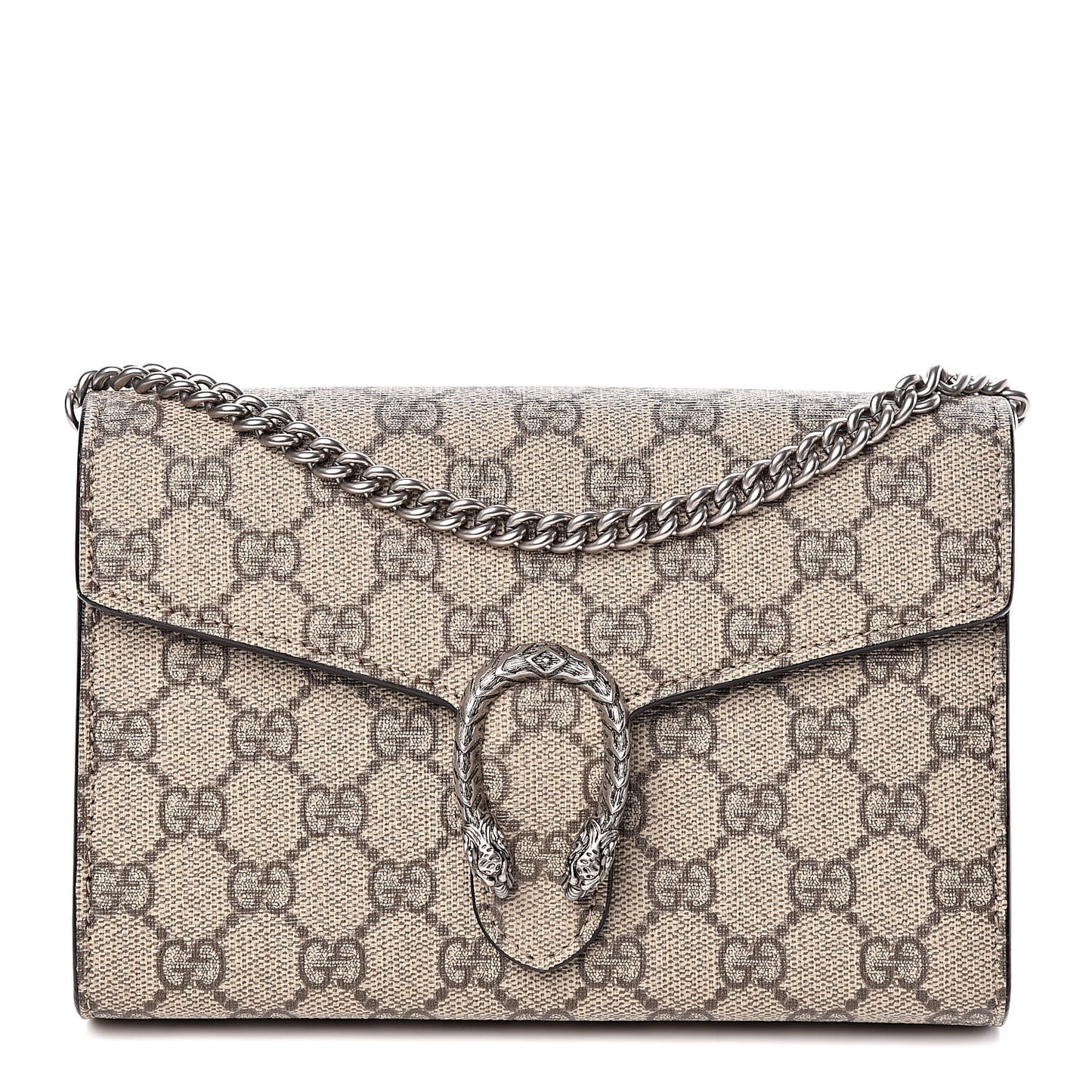 GG Supreme Monogram Mini Dionysus Chain Wallet Beige Black