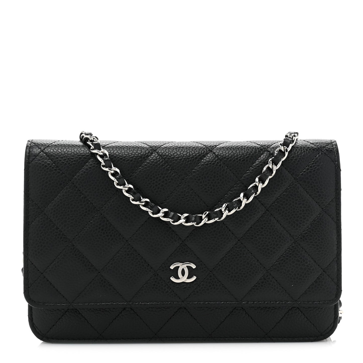 Caviar Quilted Wallet on Chain WOC Black
