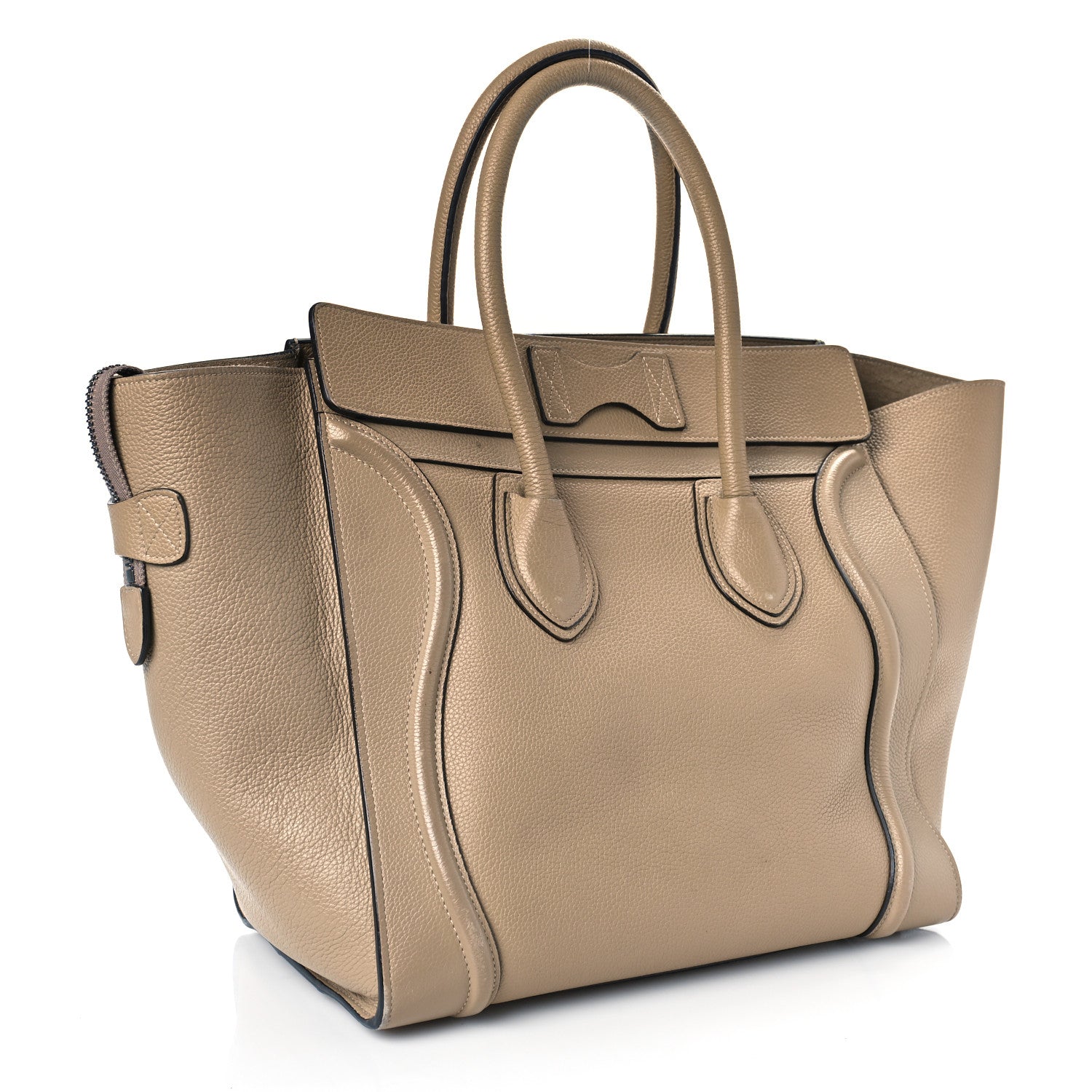 Celine Drummed Calfskin Mini Luggage Dune 3 of 15