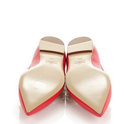 Valentino Garavani Pebbled Calfskin Rockstud Ballerina Flats 38.5 Red 5 of 9