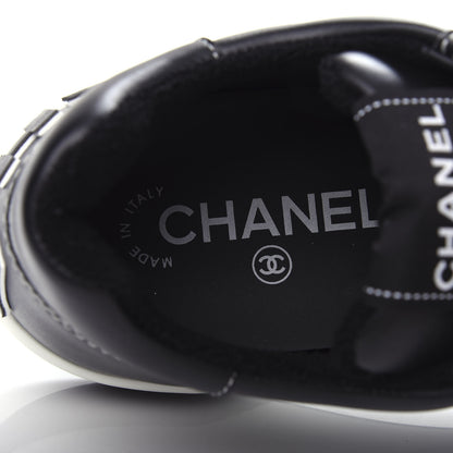 Chanel Calfskin Womens Logo Sneakers 38 Black White 8 of 11