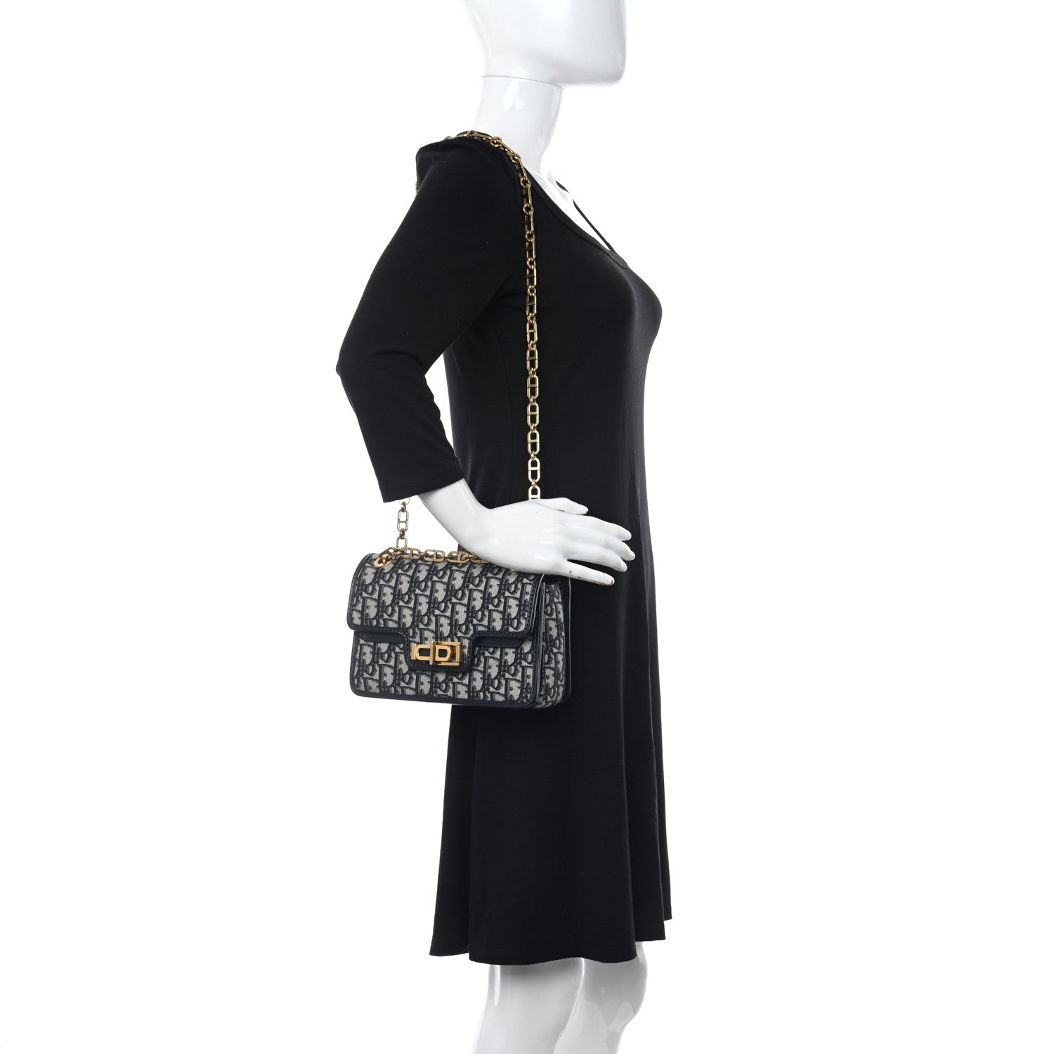 Christian Dior Oblique CD Lock Chain Flap Blue 2 of 11