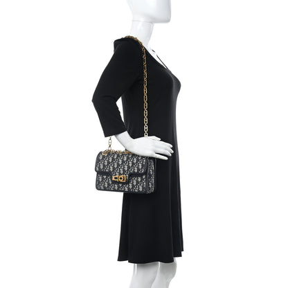 Christian Dior Oblique CD Lock Chain Flap Blue 2 of 11