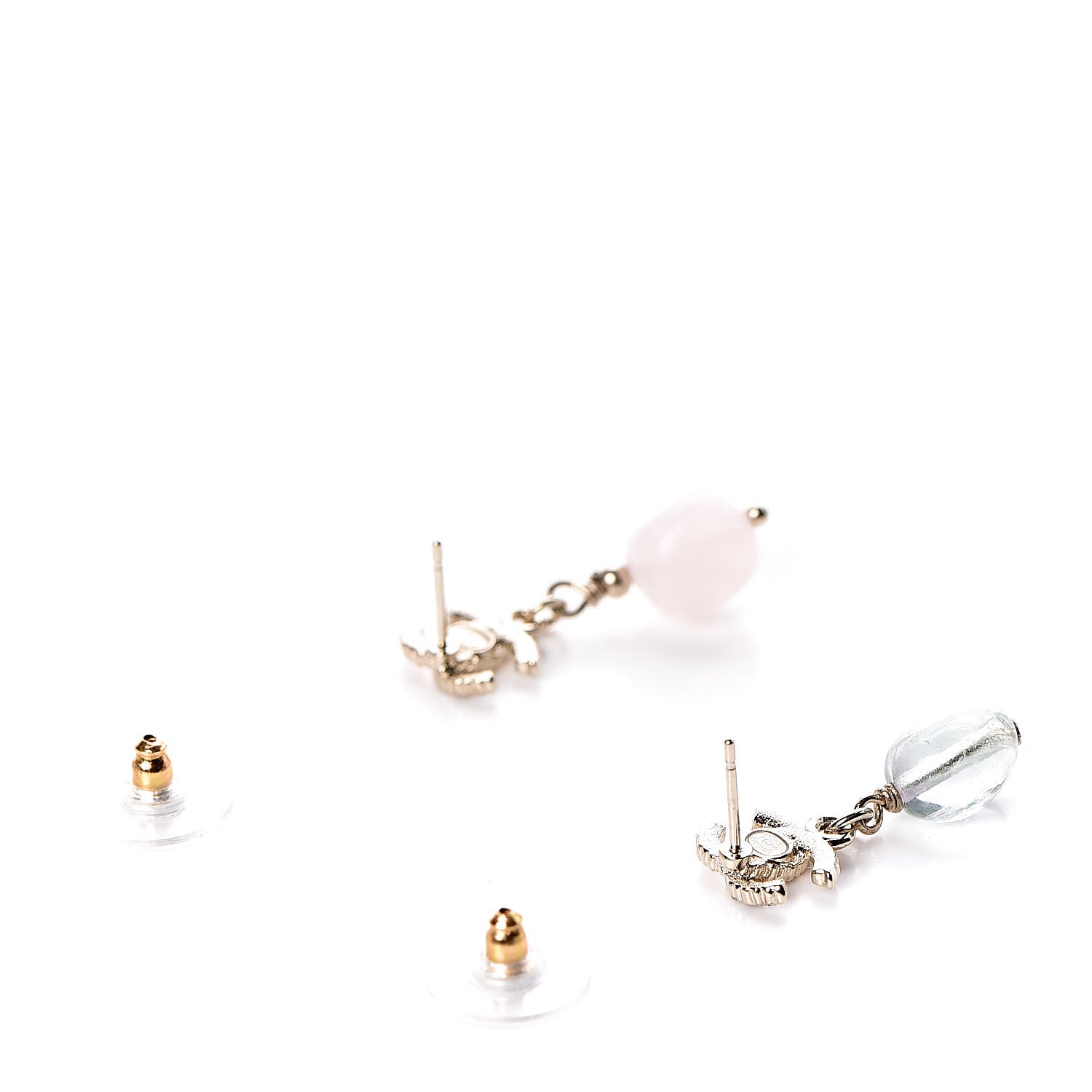 Chanel Crystal Beaded Pearl CC Drop Earrings Gold Multicolor 4 of 5