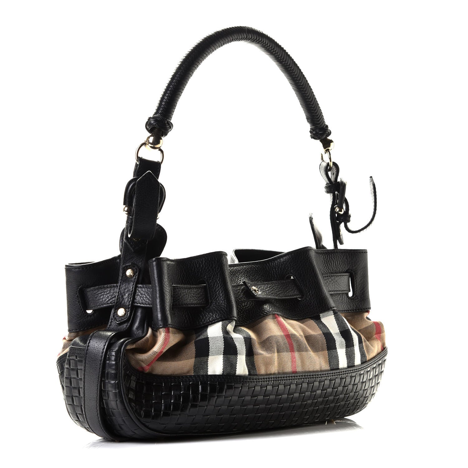 Burberry Grainy Calfskin House Check Margaret Bag Black 4 of 10