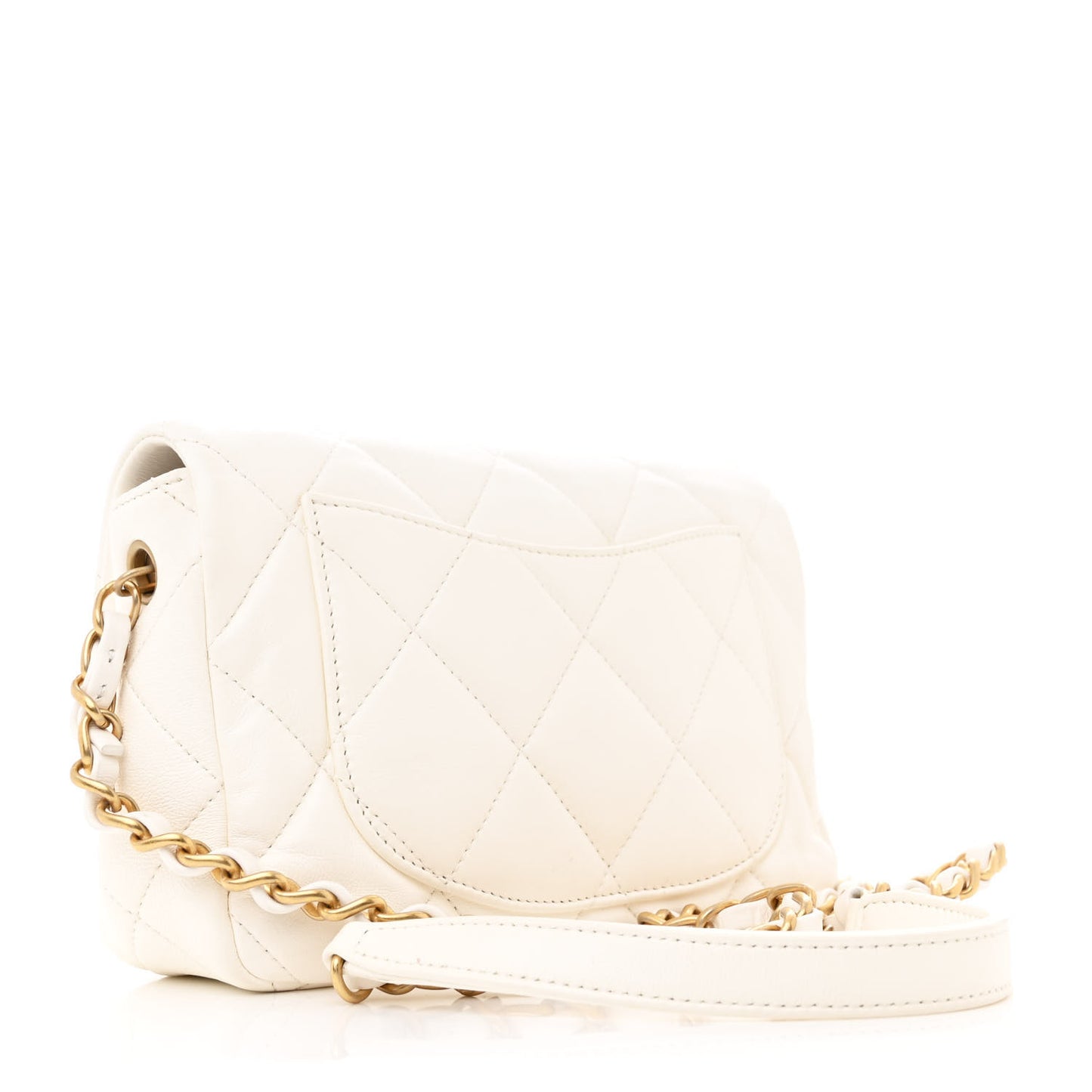 Lambskin Plexiglass Quilted Coco Love Flap White