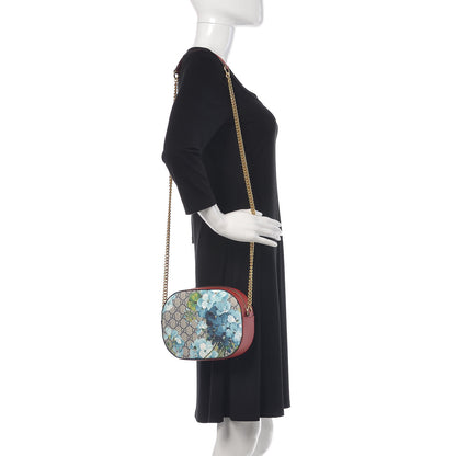 Gucci GG Supreme Monogram Blooms Mini Chain Shoulder Bag Beige Blue Navy Hibiscus Red 2 of 9